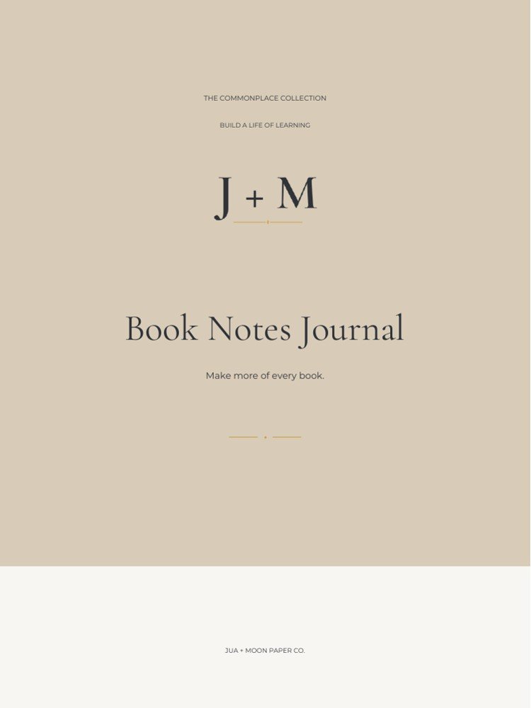 Book Notes Journal — digital PDF cover